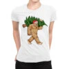 Bigfoot Santa Christmas Tree Xmas Sasquatch Boys K Ladies Fitted T-Shirt