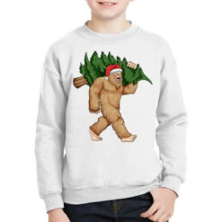 Bigfoot Santa Christmas Tree Xmas Sasquatch Boys K Youth Sweatshirt