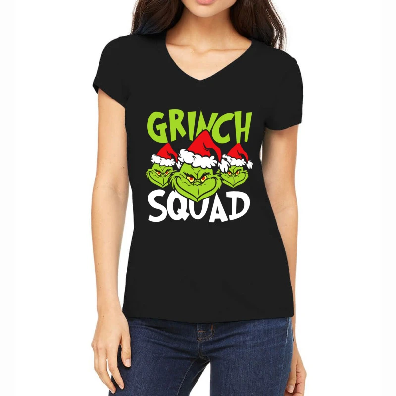 Grinch Squad Funy Family Christmas Women's V-Neck T-Shirt 1 Grinch Squad Funy Family Christmas Women's V-Neck T-Shirt