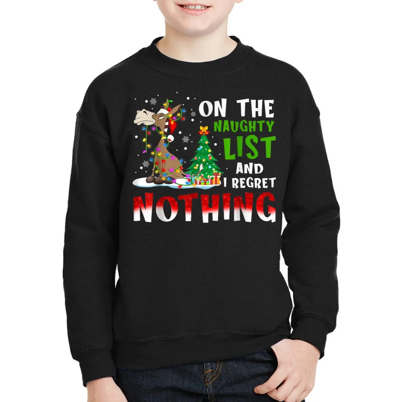 Donkey Christmas On The Naughty List And I Regret Youth Sweatshirt 1 Donkey Christmas On The Naughty List And I Regret Youth Sweatshirt