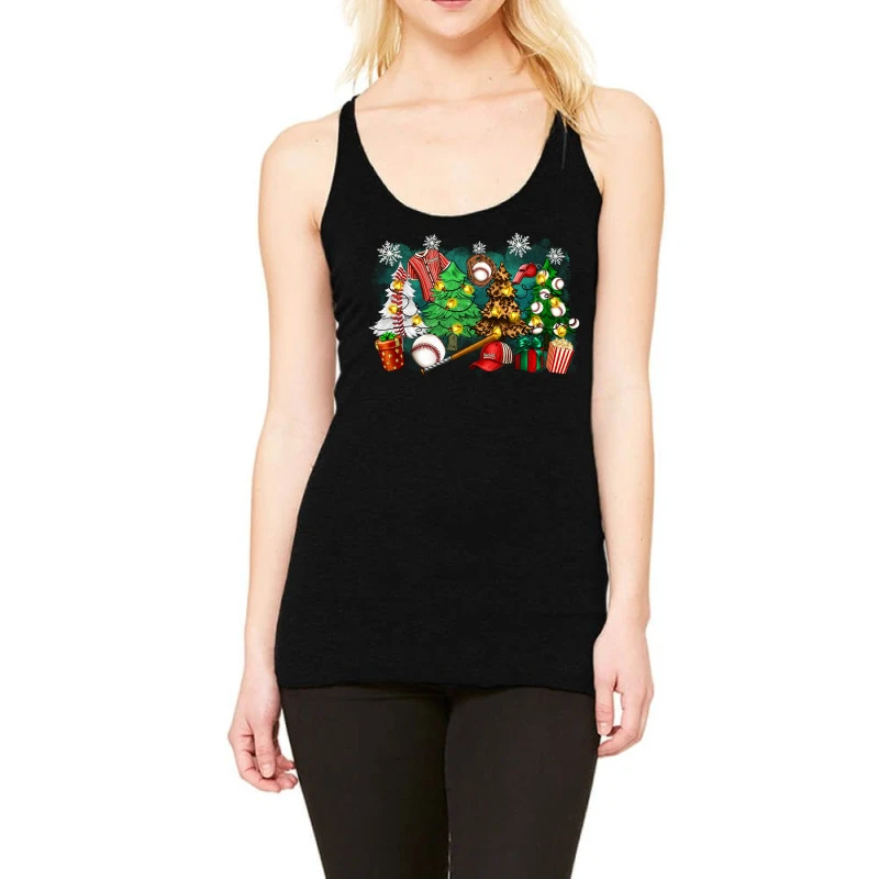 Christmas Trees With Baseball Racerback Tank 1 Christmas Trees With Baseball Racerback Tank