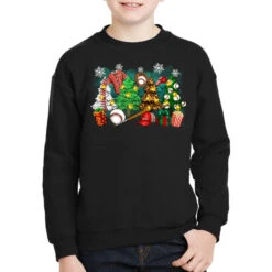 Christmas Trees With Baseball Youth Sweatshirt