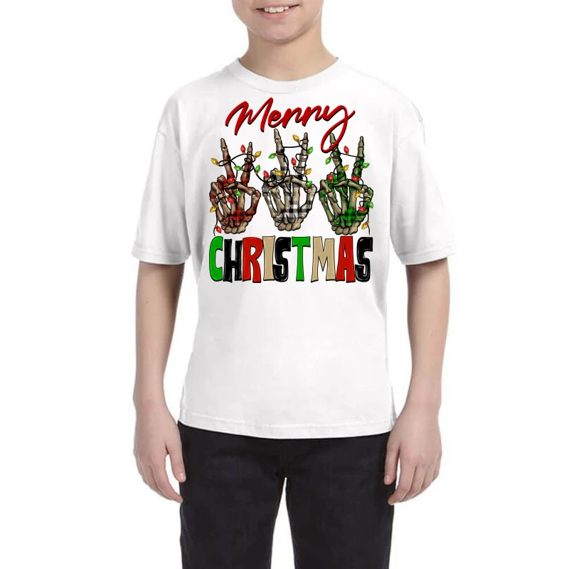 Merry Christmas Skeleton Hands Youth Tee 1 Merry Christmas Skeleton Hands Youth Tee