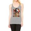 Merry Christmas Skeleton Messy Bun Racerback Tank