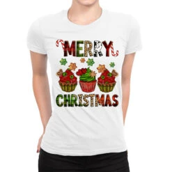 Merry Christmas Cupcakes Ladies Fitted T-Shirt