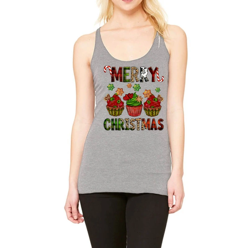 Merry Christmas Cupcakes Racerback Tank 1 Merry Christmas Cupcakes Racerback Tank