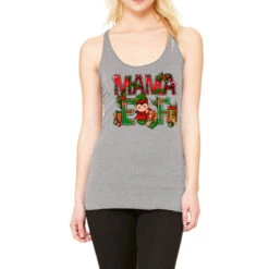 Mama Elf With Gift Christmas Racerback Tank