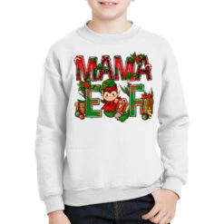 Mama Elf With Gift Christmas Youth Sweatshirt