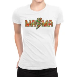 Mama Christmas Lightning Bolt Ladies Fitted T-Shirt