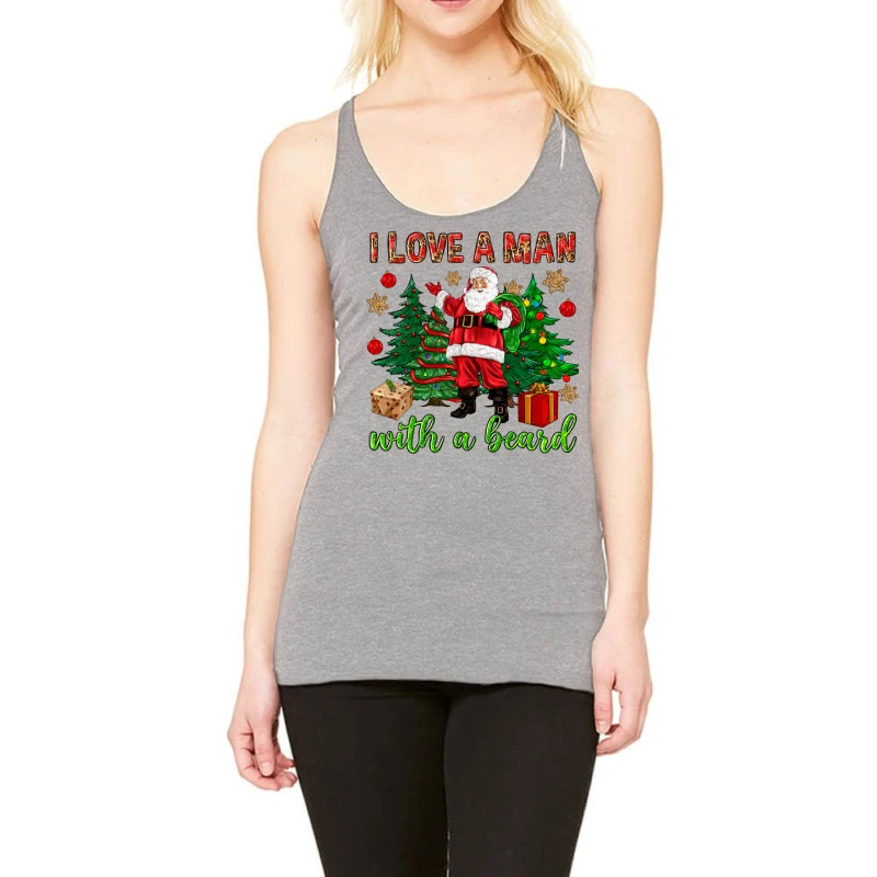 I Love A Man With A Beard Christmas Racerback Tank 1 I Love A Man With A Beard Christmas Racerback Tank