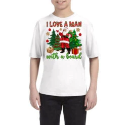 I Love A Man With A Beard Christmas Youth Tee