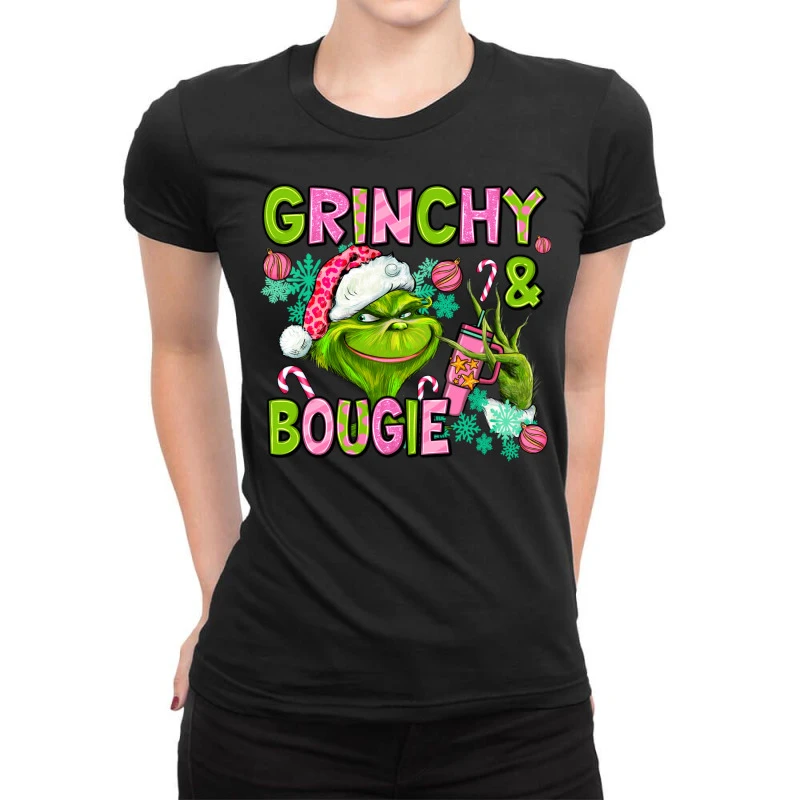 Christmas Characters And Bougie Ladies Fitted T-Shirt 1 Christmas Characters And Bougie Ladies Fitted T-Shirt