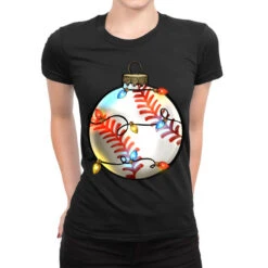 Christmas Baseball Ladies Fitted T-Shirt