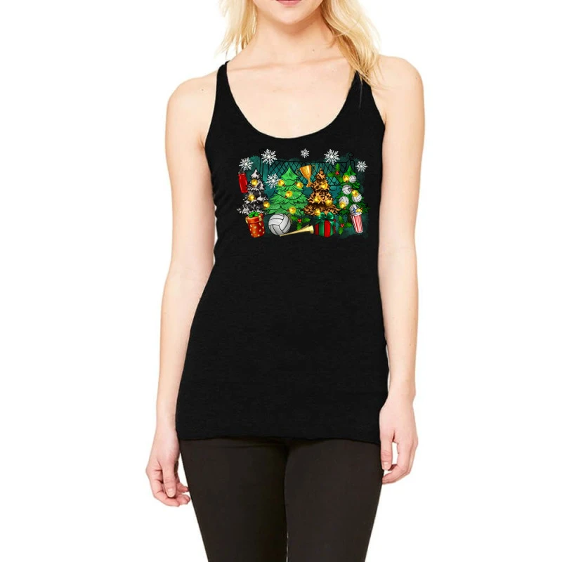 Christmas Trees With Volleyball Racerback Tank 1 Christmas Trees With Volleyball Racerback Tank