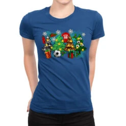 Christmas Trees With Soccer Ladies Fitted T-Shirt
