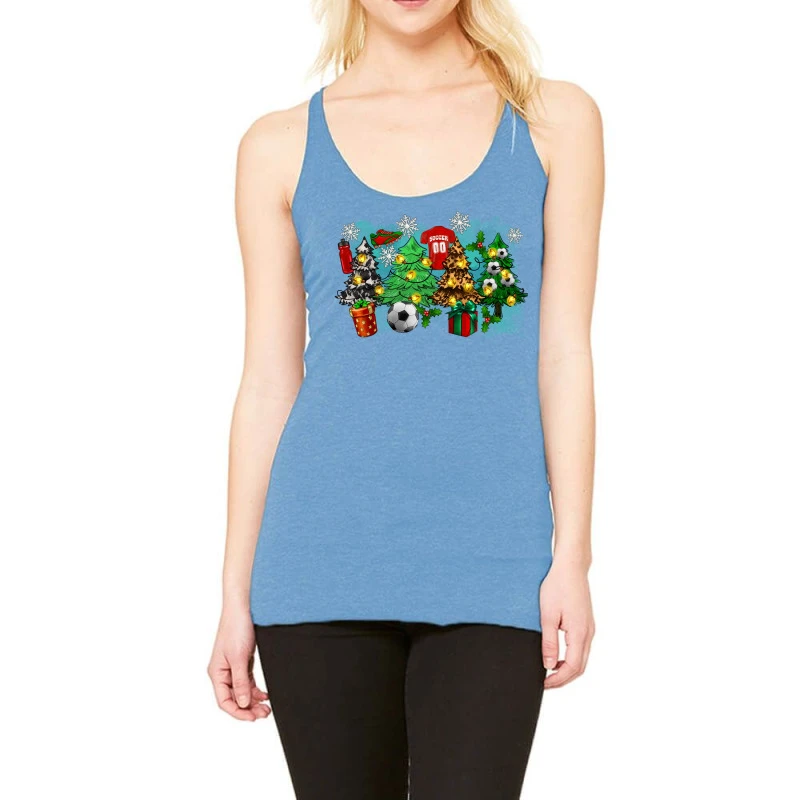 Christmas Trees With Soccer Racerback Tank 1 Christmas Trees With Soccer Racerback Tank