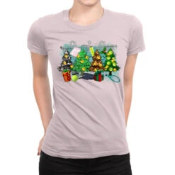 Christmas Trees With Tennis Ladies Fitted T-Shirt
