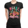 Pink Merry Christmas Black Girl Sneakers Ladies Fitted T-Shirt