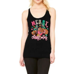 Pink Merry Christmas Black Girl Sneakers Racerback Tank
