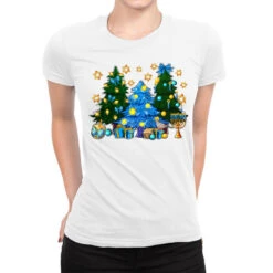 Hannukah Christmas Trees Ladies Fitted T-Shirt