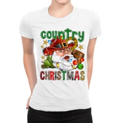 Country Christmas Ladies Fitted T-Shirt