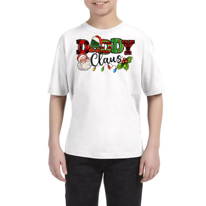 Daddy Claus Santa Christmas Lights And Holly Youth Tee 1 Daddy Claus Santa Christmas Lights And Holly Youth Tee