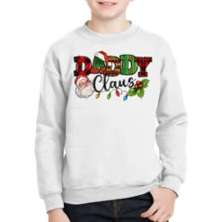 Daddy Claus Santa Christmas Lights And Holly Youth Sweatshirt