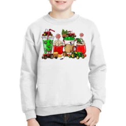 Christmas Tractor Coffee Cup Youth Sweatshirt