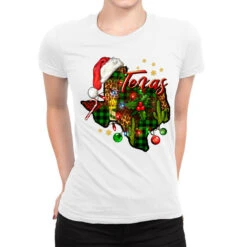 Christmas Texas Map Ladies Fitted T-Shirt