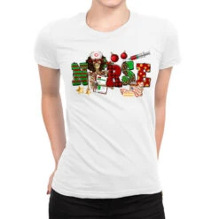 Christmas Nurse Ladies Fitted T-Shirt