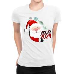 Santa Claus Happy Christmas 2024 Ladies Fitted T-Shirt