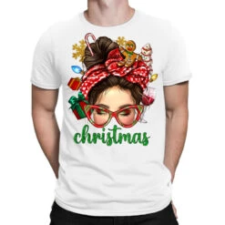 Christmas Messy Bun With Gingerbread Man T-Shirt