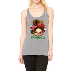 Christmas Messy Bun With Gingerbread Man Racerback Tank