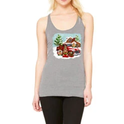 Christmas Gnomes With Red Truck Racerback Tank