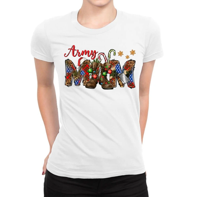 Christmas Army Mom Ladies Fitted T-Shirt 1 Christmas Army Mom Ladies Fitted T-Shirt