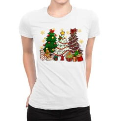 Cake Christmas Trees Ladies Fitted T-Shirt