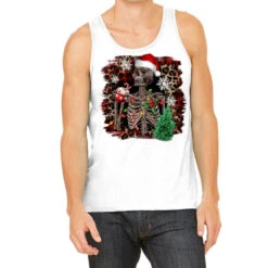 Skeleton With Coffee Cup Christmas Tank Top