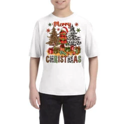 Merry Christmas With Western Trees Youth Tee