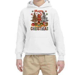 Merry Christmas With Western Trees Youth Hoodie