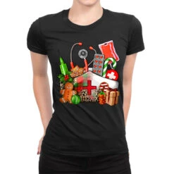 Nurse And Christmas Ladies Fitted T-Shirt