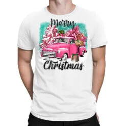 Pink Merry Christmas Truck T-Shirt