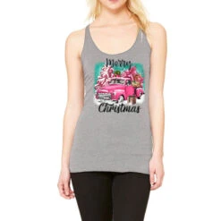 Pink Merry Christmas Truck Racerback Tank