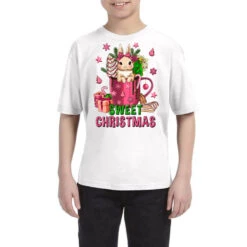 Pink Sweet Christmas Hot Chocolate Coffee Cup Youth Tee