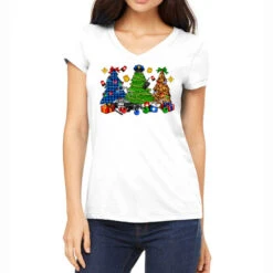 Police Christmas Trees Women's V-Neck T-Shirt