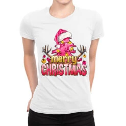 Pink Merry Christmas Ladies Fitted T-Shirt