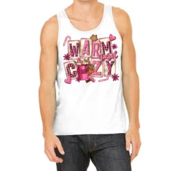 Pink Christmas Warm And Cozy With Hot Chocolate Tank Top