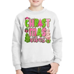 Pink Merry Christmas Trees Youth Sweatshirt