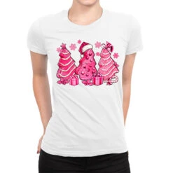 Pink Christmas Tree Cakes Ladies Fitted T-Shirt