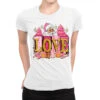 Pink Christmas Love Ladies Fitted T-Shirt
