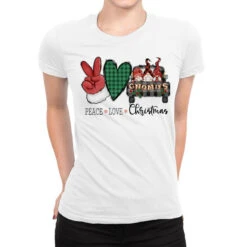 Peace Love Christmas Sublimation Ladies Fitted T-Shirt